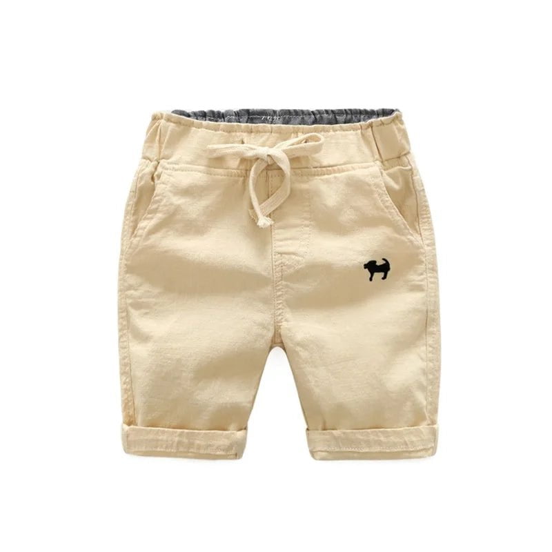 Storazone 2023 Summer Boys Casual Shorts Children Cotton Elastic Waist Pants Toddler Kids Knee Length Pants Solid Color Baby Boys Clothes