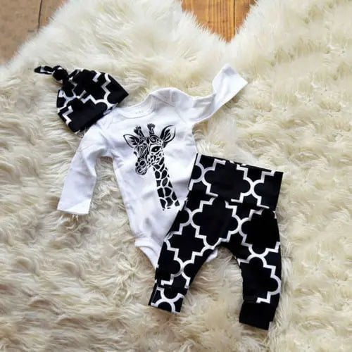 Storazone 3pcs Newborn Baby Boys clothes Cotton deer long sleeve Romper+ Pants +Hat Outfits Clothes Set