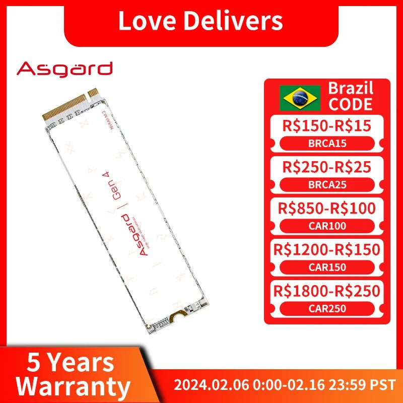 Storazone 512GB Asgard M2 SSD GEN4 M.2 2280 Pcle 4.0 X4 NVMe 1TB 2TB Internal Hard Disk