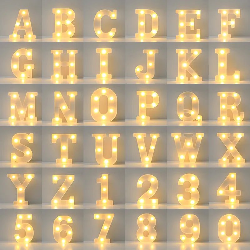 Storazone Alphabet LED Letter Lights Luminous Number Lamp Battery Night Light for Wedding Birthday Christmas Party Home Decoration