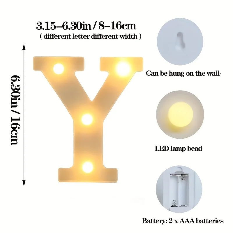 Storazone Alphabet LED Letter Lights Luminous Number Lamp Battery Night Light for Wedding Birthday Christmas Party Home Decoration