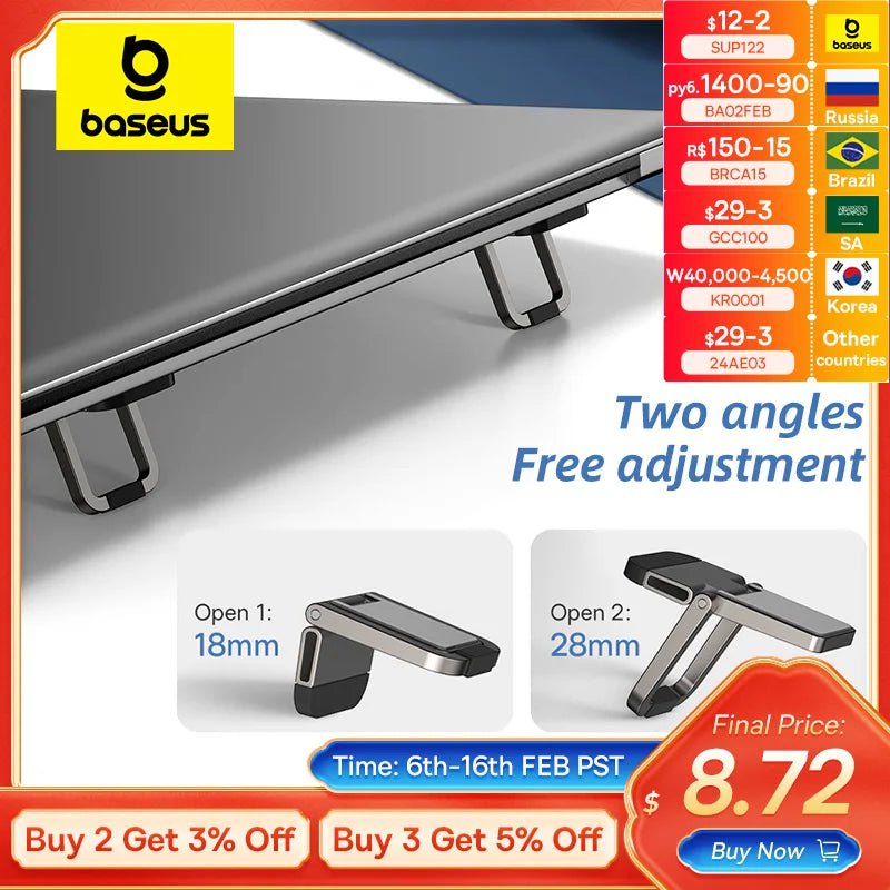 Storazone Baseus Laptop Stand for Desk Computer 2PCS Portable Aluminum Notebook Holder Laptop Stands for Macbook Pro iPad 10-18 Inch Stand