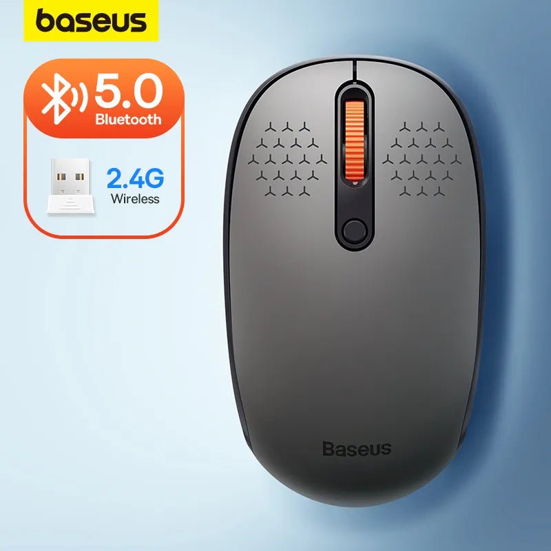 Storazone Baseus Mouse Bluetooth Wireless Computer 1600DPI Silent Mouse with 2.4GHz USB Nano Receiver for PC MacBook Tablet Laptop