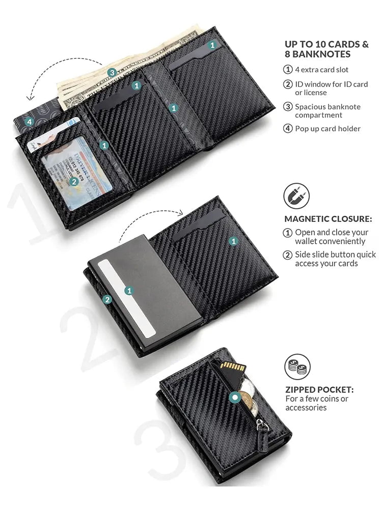 Storazone Credit Card Holder RFID Blocking Bifold Wallet Men's Wallet with Coin Compartment and Banknote Compartment