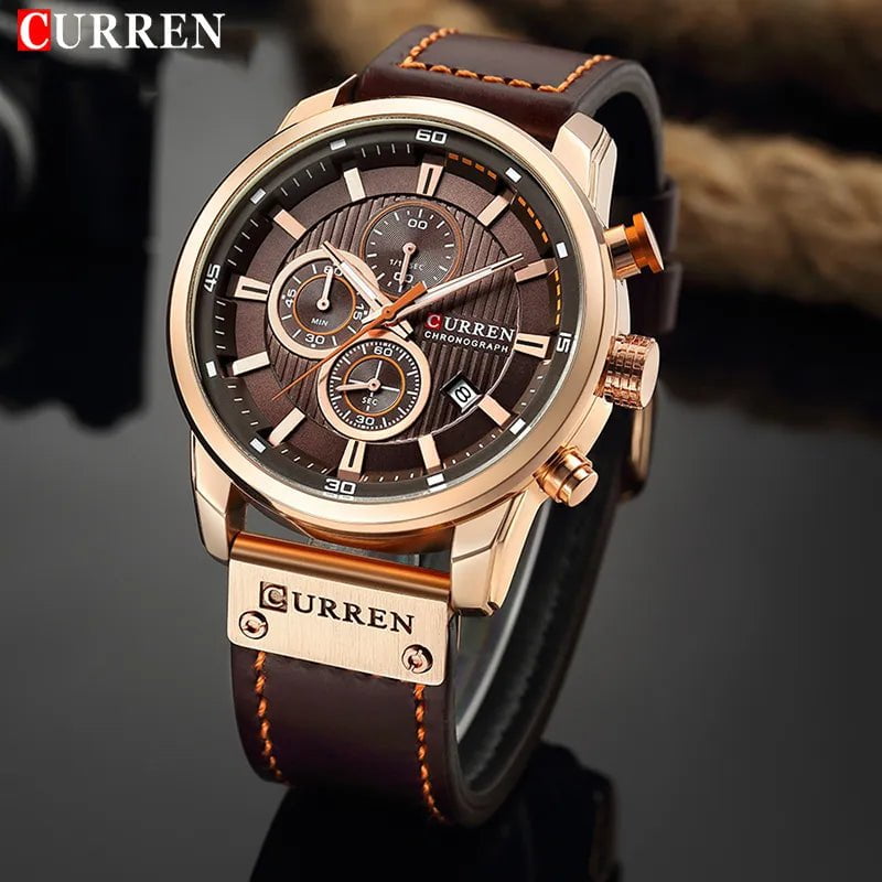 Storazone CURREN Brand Watch Men Leather Sports Watches Men's Army Military Quartz Wristwatch Chronograph Male Clock Relogio Masculino