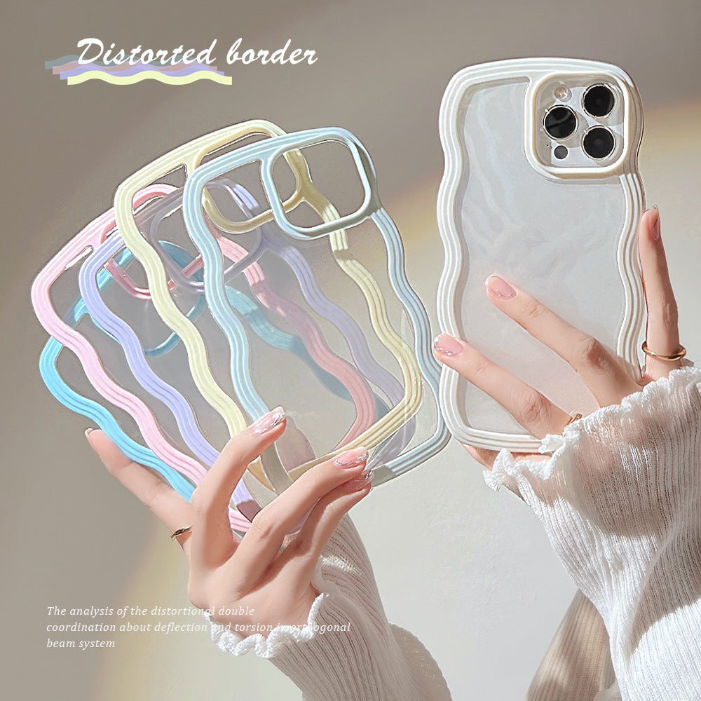 STORAZONE Electronics Wave Border Mobile Phone Case Solid Color Simple Candy Color