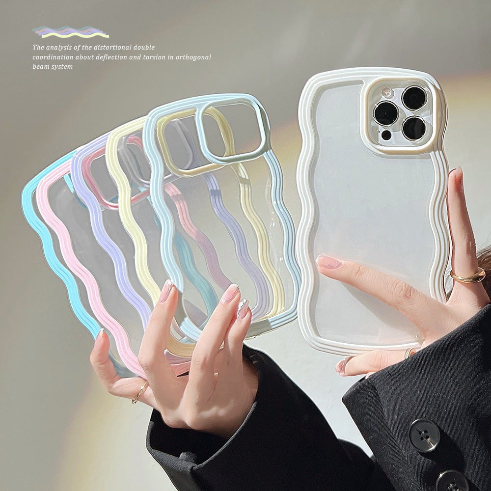 STORAZONE Electronics Wave Border Mobile Phone Case Solid Color Simple Candy Color