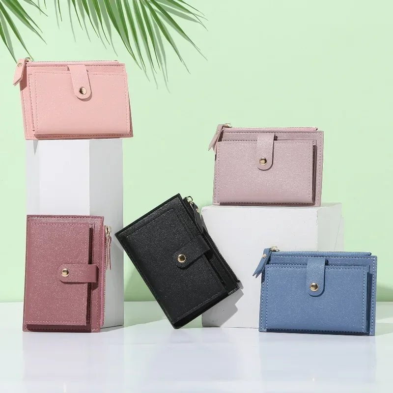 Storazone Fashion Women Wallets Leather Female Purse Mini Hasp Solid Multi-Cards Holder Coin Short Wallets Slim Small Wallet Zipper Hasp