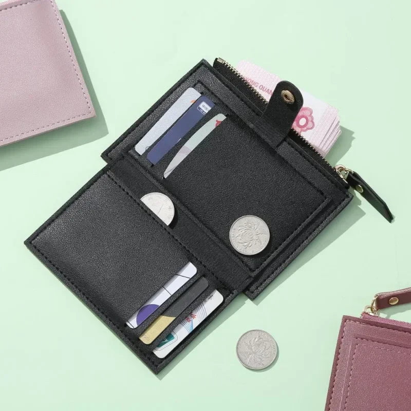 Storazone Fashion Women Wallets Leather Female Purse Mini Hasp Solid Multi-Cards Holder Coin Short Wallets Slim Small Wallet Zipper Hasp