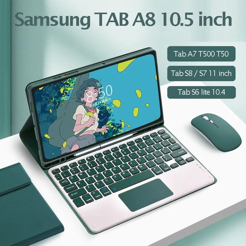 Storazone Free Mouse Wireless Keyboard for Samsung Galaxy Tab S8 X700 X706 S7 11 inch Cover S6 Lite 10.4 Tab A7 A8 Case with Keyboard