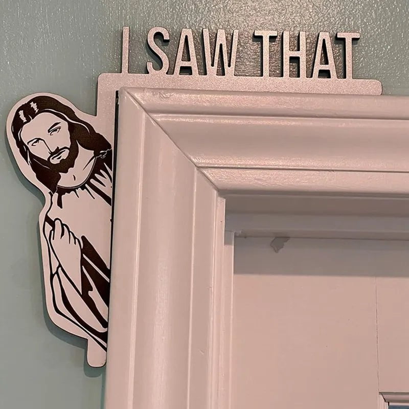 Storazone Funny Jesus Door Hanger Funny Home Decor NEW Jesus I Saw That Creative Home Decor Jesus I Saw That I Over Wood Door Jesus Sign