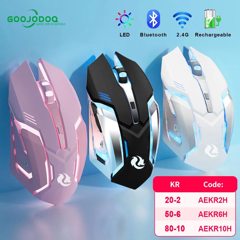 Storazone Gaming Mouse Rechargeable 2.4GWireless Bluetooth Mouse Mute Ergonomic Mouse for Computer Laptop LED Backlit Mice for IOS Android