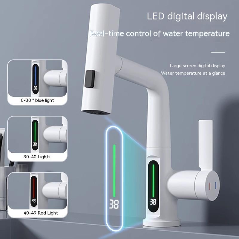 STORAZONE Kitchen Intelligent Digital Display Faucet Pull-out Basin Faucet Temperature Digital Display Rotation