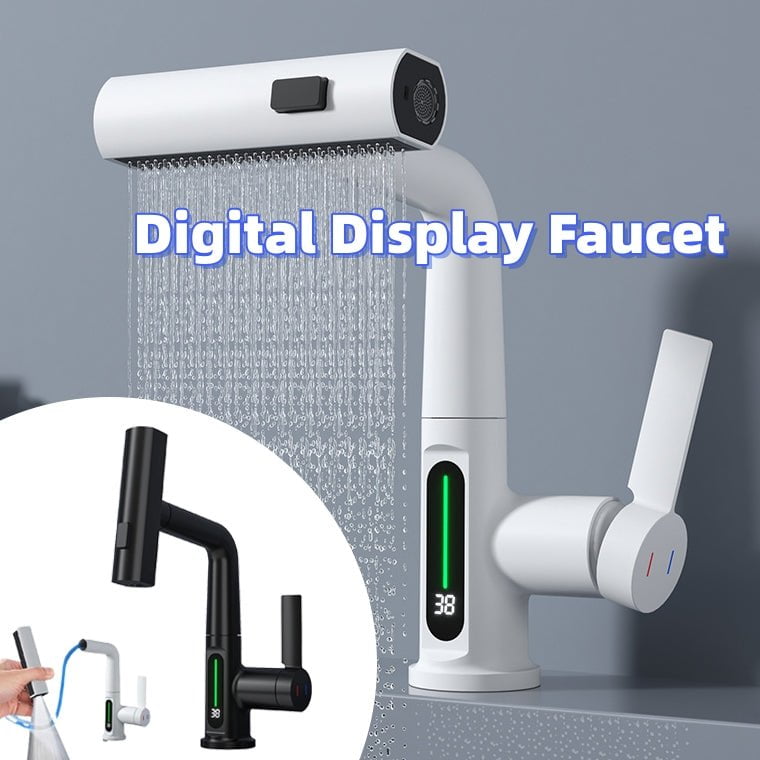 STORAZONE Kitchen Intelligent Digital Display Faucet Pull-out Basin Faucet Temperature Digital Display Rotation