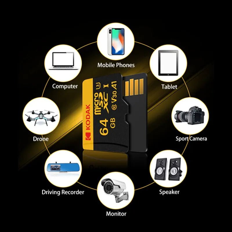 Storazone Kodak Micro SD Card Memory Card Class 10 32GB 64GB 128GB 256GB U3 4K High Speed Cartao De Memoria Flash Memory TF Mecard C10