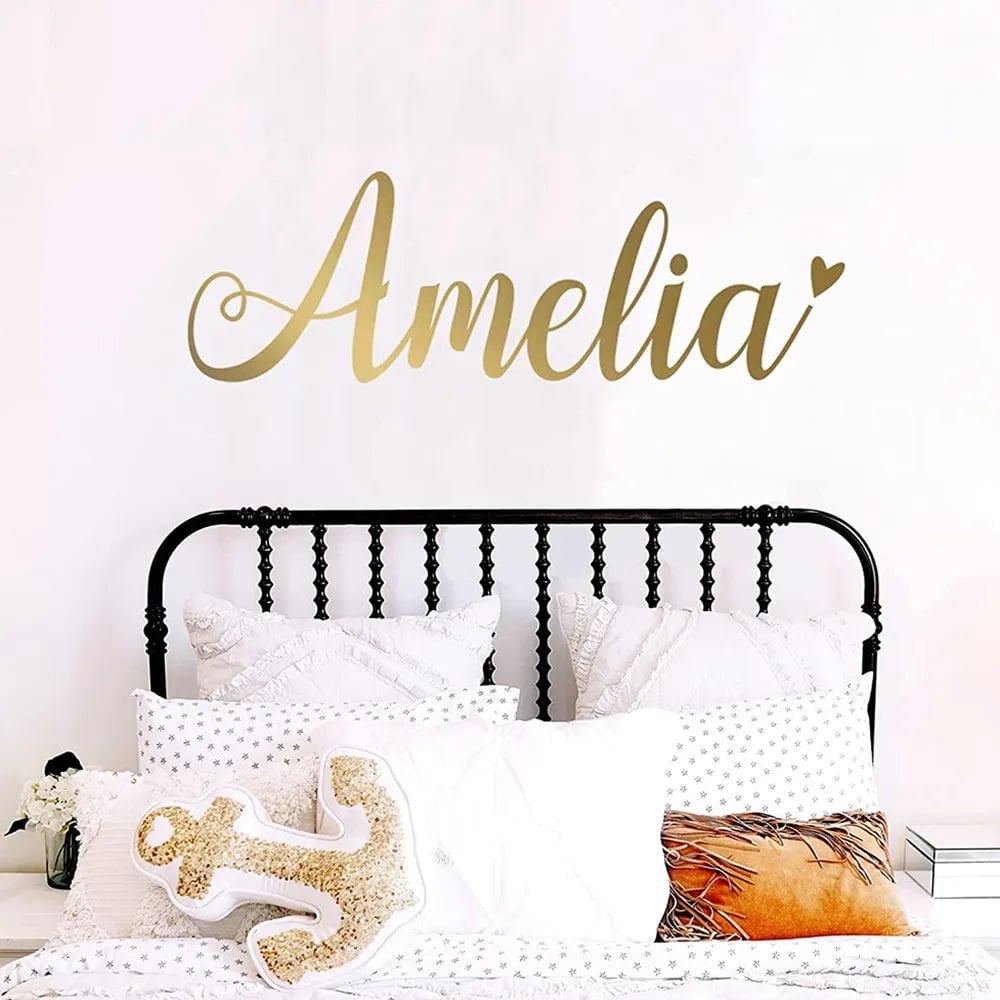 Storazone light blue / 90cmwidex29cmhigh Cartoon Custom Boy or Girl Name Heart Wall Sticker Decal Baby Nursery Kids Playroom Bedroom Home Decor