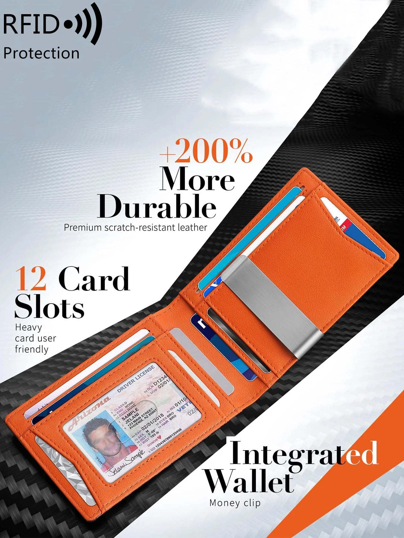 Storazone Minimalist men's RFID blocking multi-functional ultra-thin 12-card wallet, front pocket bi-fold solid color portable card holder