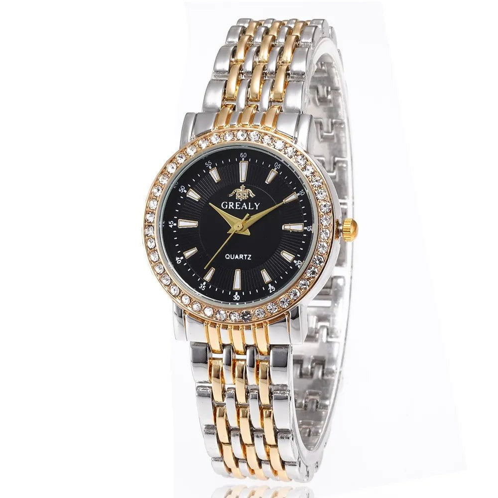Storazone New Casual Watches Women Luxury Fashion Lovers Watch Rhinestone Stainless steel Quartz Watch Men Women Gift Business Wristwatch
