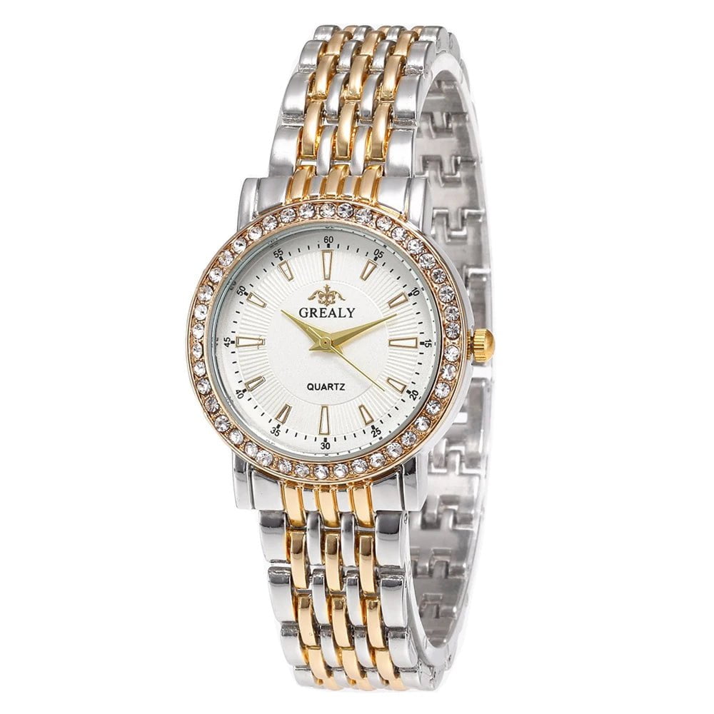 Storazone New Casual Watches Women Luxury Fashion Lovers Watch Rhinestone Stainless steel Quartz Watch Men Women Gift Business Wristwatch