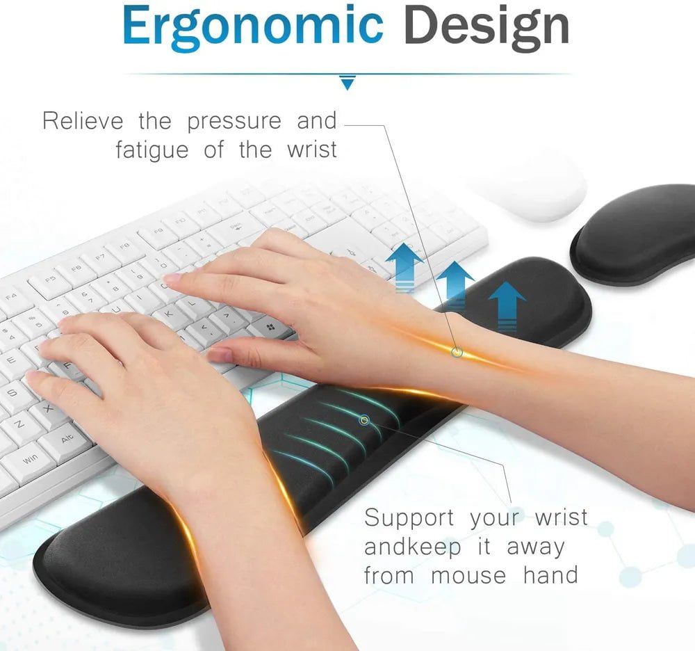 Storazone New Keyboard Wrist Rest Pad Wrist Rest Mouse Pad Memory Foam Superfine Fibre Durable Comfortable Mousepad for Office Gaming