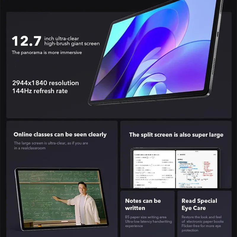 Storazone New Lenovo Xiaoxin Pad Pro Snapdragon 870 12.7" LCD Android 13 Tablet Screen 144Hz 8GB 128GB/256GB 10200mAh Battery Android 13