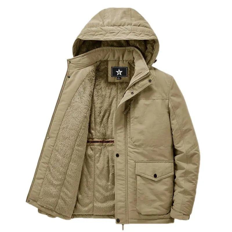 Storazone Nice Winter Fleece Mens Parka Thicken Windproof Jacket Male Cargo Vintage Cotton Coat Fashion Warm Casual Parkas Men Jackets 6XL