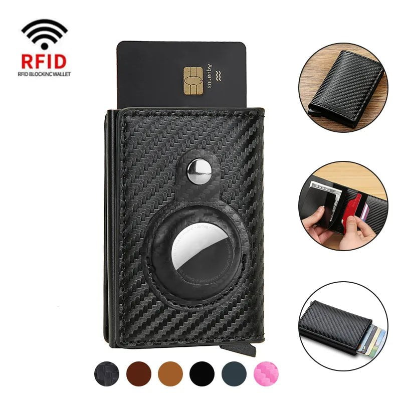 Storazone Rfid Credit Card Holder Wallet For AirTag Men Women Wallets Money Bags Leather Wallet For Apple Air Tag Purses Smart Wallet
