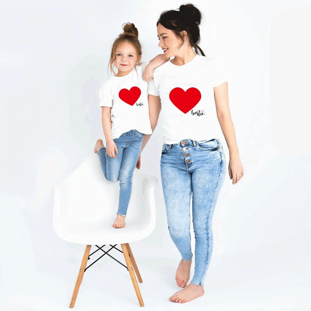Storazone Summer new Family Heart Print T Shirt Mommy And Me Clothes Baby Girl Boys Clothes Mother And Daughter Clothes Baby Clothes