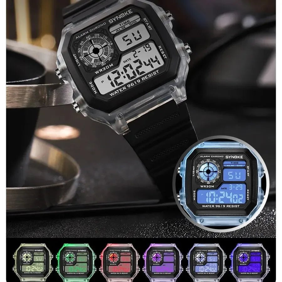 Storazone SYNOKE Digital Watches Men Sports Luminous Multifunction Waterproof Chrono Wristwatch Outdoor and Running Student Seven Lights