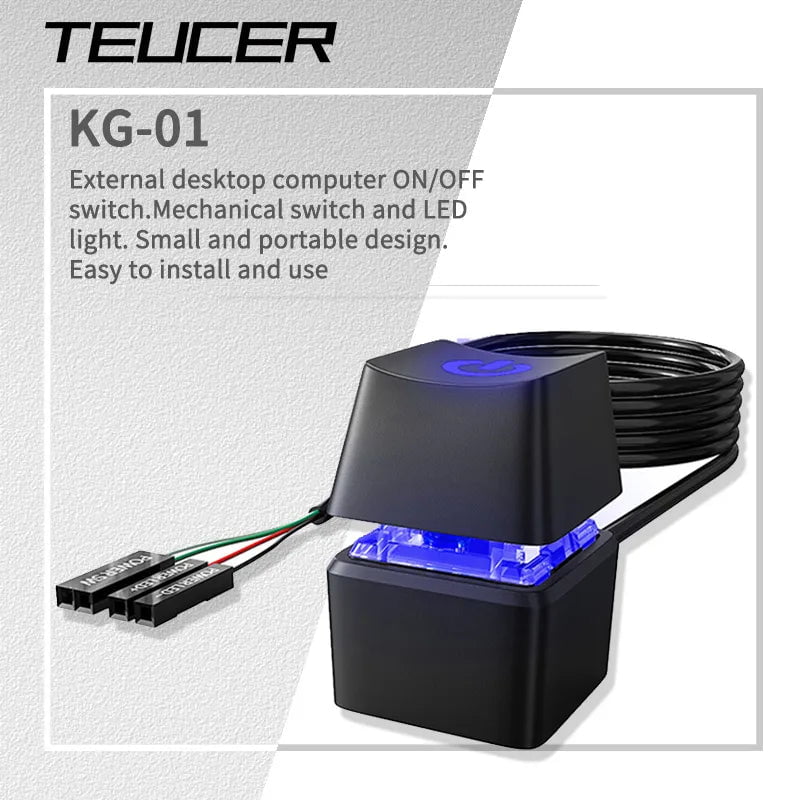 Storazone TEUCER 1.65/5/10M Colorful LED Computer Desktop Switch PC Motherboard External Start Power On/Off Button Extension Cable