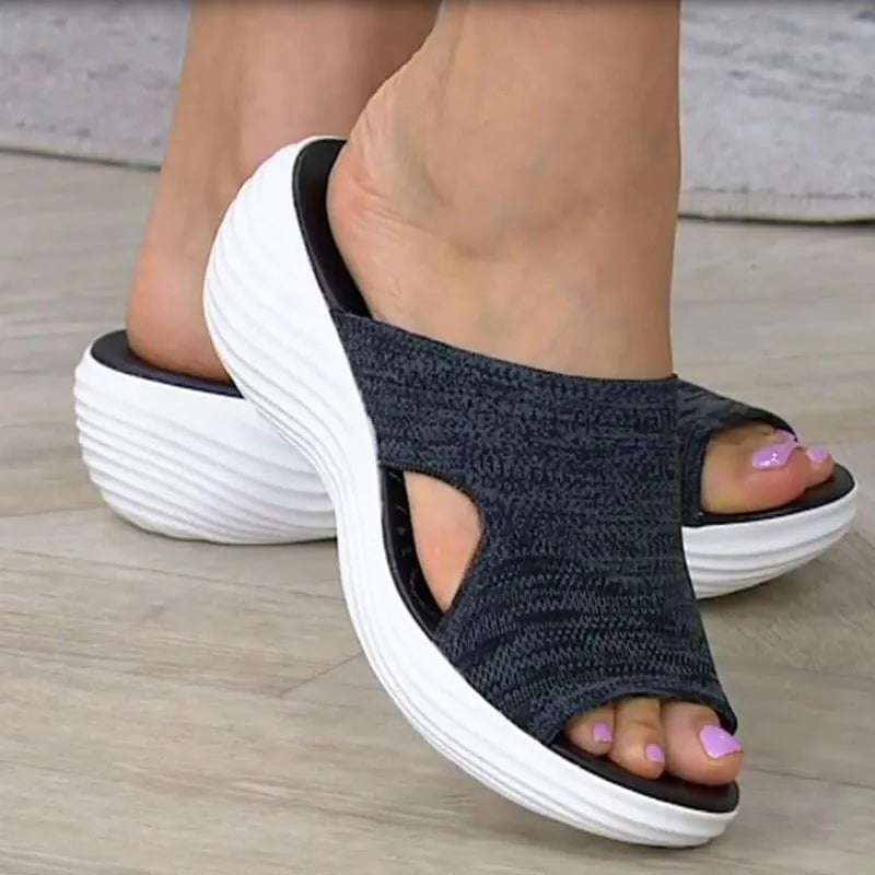 Storazone Women Casual Beach Slippers Orthopedic Stretch Orthotic Sandals Female Open Toe Breathable Slides Stretch Cross Shoes Outdoor