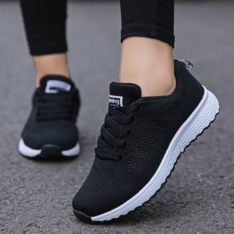 Storazone Women Casual Shoes Fashion Breathable Walking Mesh Flat Shoes Sneakers Women 2021 Gym Vulcanized Shoes White Female Footwear