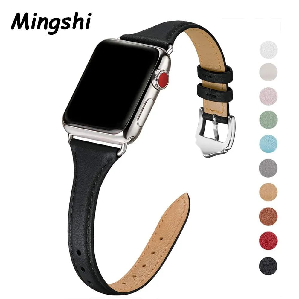 Storazone Women Thin Leather Band for Apple Watch 38mm 40mm 41mm Slim Colorful Wristband Strap for iWatch SE 7/6/5/4/3/2/1 Bracelet