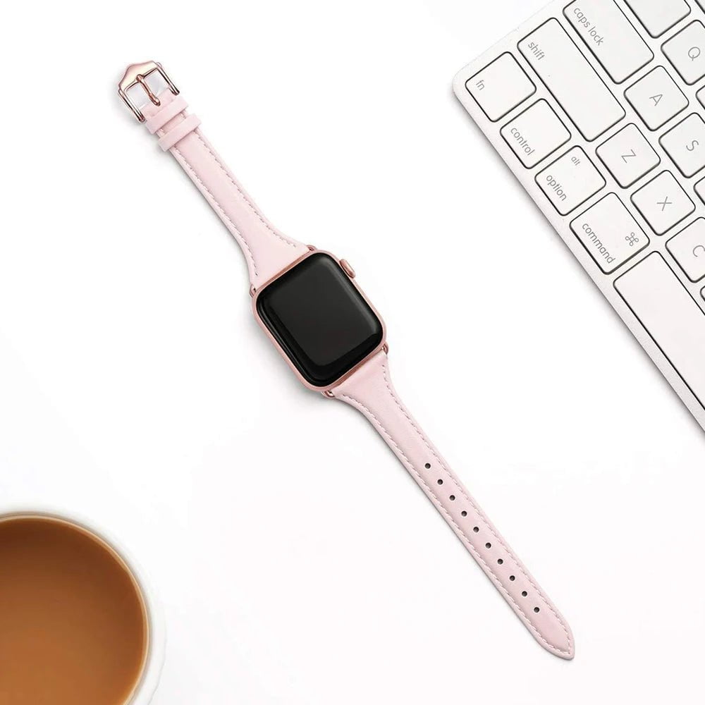 Storazone Women Thin Leather Band for Apple Watch 38mm 40mm 41mm Slim Colorful Wristband Strap for iWatch SE 7/6/5/4/3/2/1 Bracelet