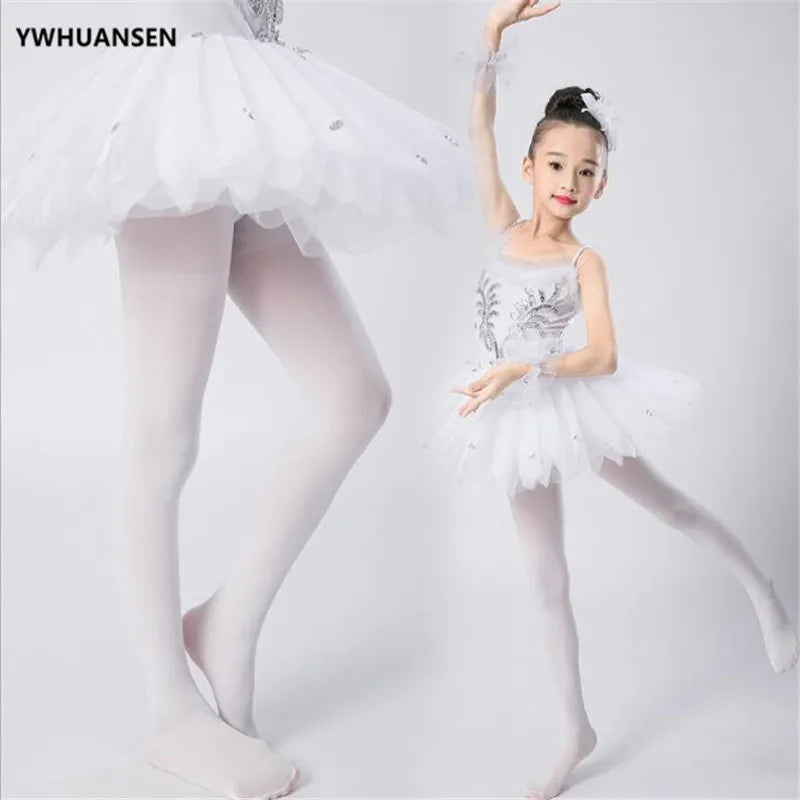 YWHUANSEN Summer Spring Candy Color Kids Pantyhose Ballet Dance Tights for Girls Stocking Children Velvet Solid White Pantyhose