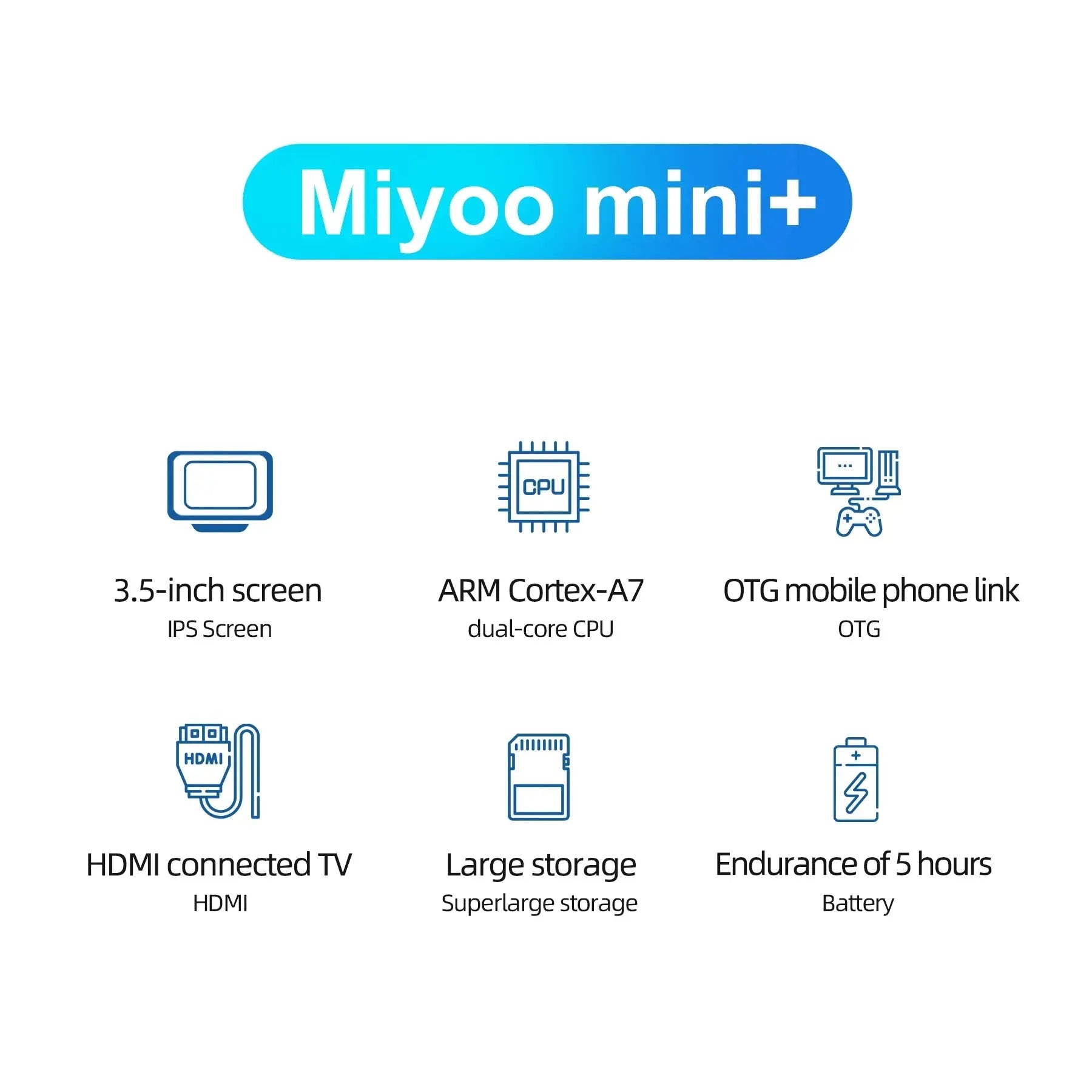 MIYOO Mini Plus Portable Retro Handheld Game Console V2 Mini+ 3.5 Inch IPS Screen Classic Video Game Console Linux System Gift