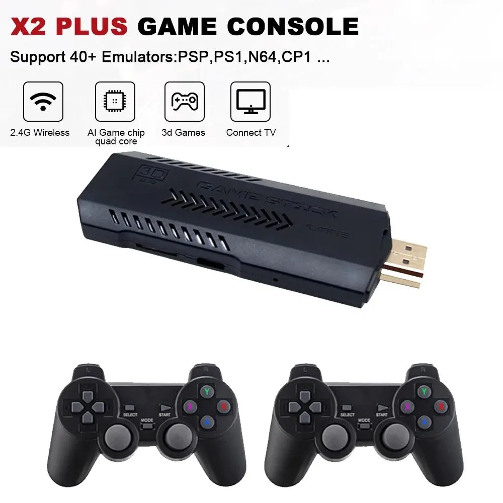 X2 Plus 256G 50000 Game GD10 Pro 4K Game Stick 3D HD Retro Video Game Console Wireless Controller TV 50 Emulator For PS1/N64/DC