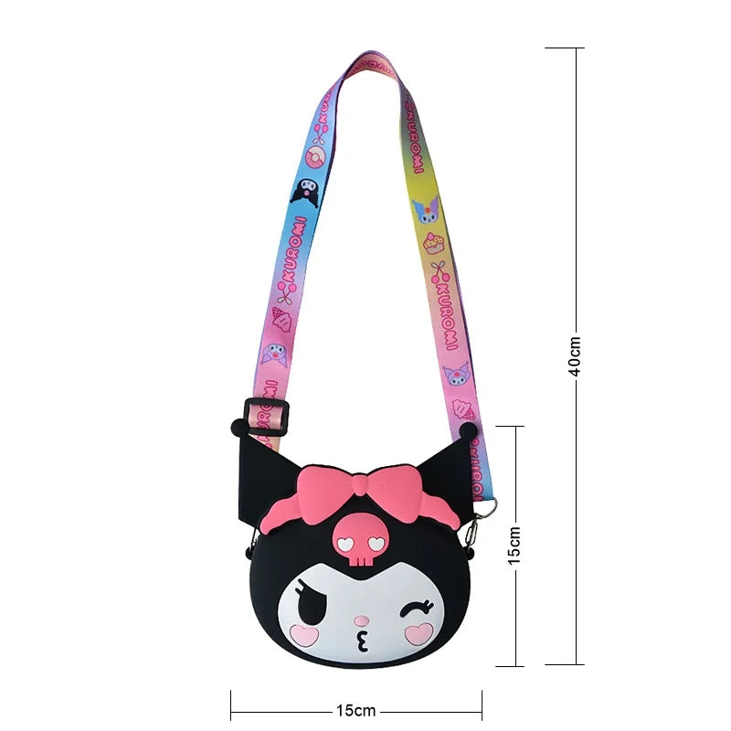 Sanrio Hello Kitty Lovely Kawaii Fashion Bag Princess Small Storage Silicone Purse Anime Cartoon Figures Model Toys Kids Gift