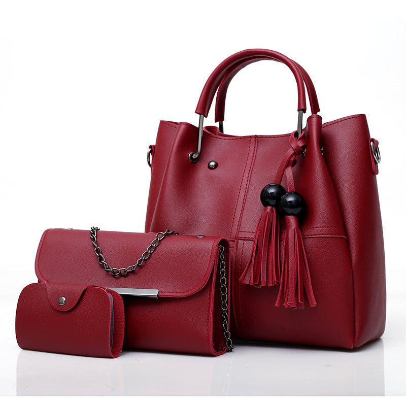 Les Visionnaires Bag and Choose Claret European and American fashion single shoulder Messenger bag ladies three-piece tassels mother bag