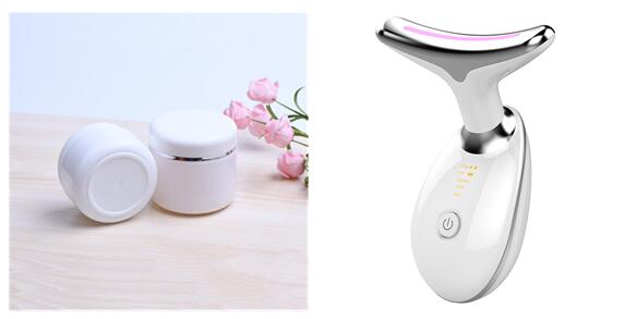 Les Visionnaires Beauté et santé White set EMS Thermal Neck Lifting And Tighten Massager Electric Microcurrent Wrinkle Remover LED Photon Face Beauty Device For Woman