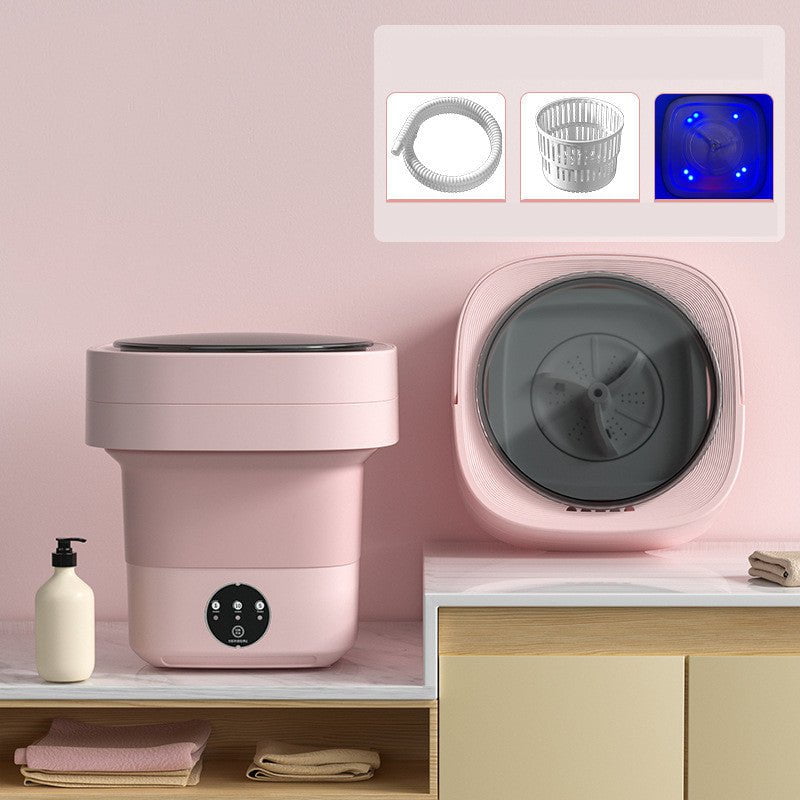 Les Visionnaires Electronics Pink blue light / 220V US Mini Foldable Washing Machine Portable Mini Socks Underwear Panties Washing Machine Big Capacity 3 Models With Spinning Dry Gadgets