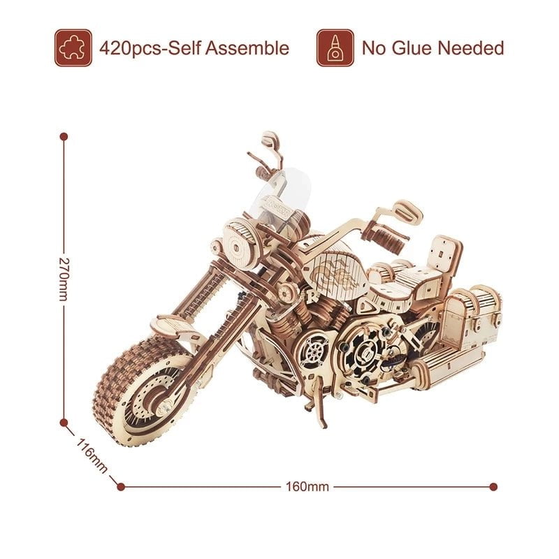 Les Visionnaires Enfants default Robotime Rokr Cruiser Motorcycle DIY Wooden Model 420 Pcs Building Block Kits Funny Toys Gifts For Children Adults Dropshipping
