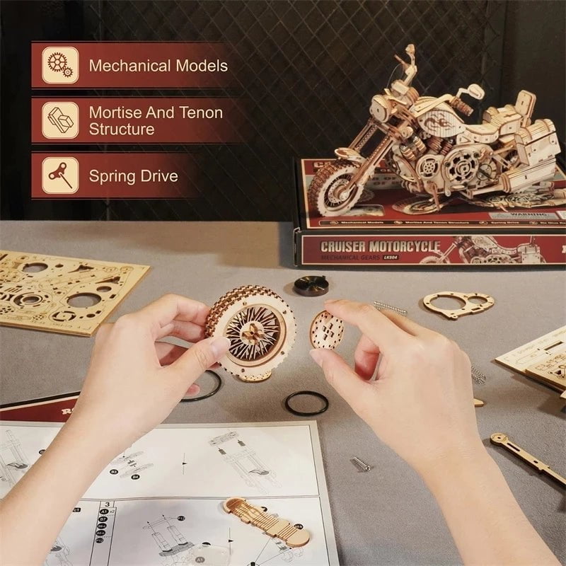 Les Visionnaires Enfants default Robotime Rokr Cruiser Motorcycle DIY Wooden Model 420 Pcs Building Block Kits Funny Toys Gifts For Children Adults Dropshipping