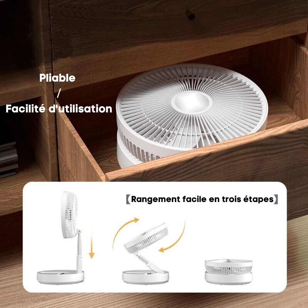 Les Visionnaires Gadget Blanc / USB FoldAir - Ventilateur portable rétractable sans fil (CJ)