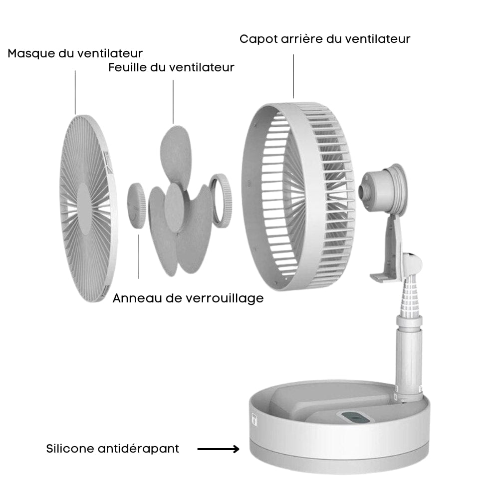 Les Visionnaires Gadget Blanc / USB FoldAir - Ventilateur portable rétractable sans fil (CJ)