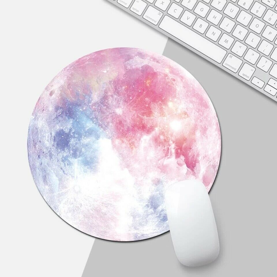 Les Visionnaires Gadget Rainbow Moon Space Round Mouse Pad PC Gaming Non Slip Mice Mat For Laptop Notebook Computer Gaming Mouse Pad