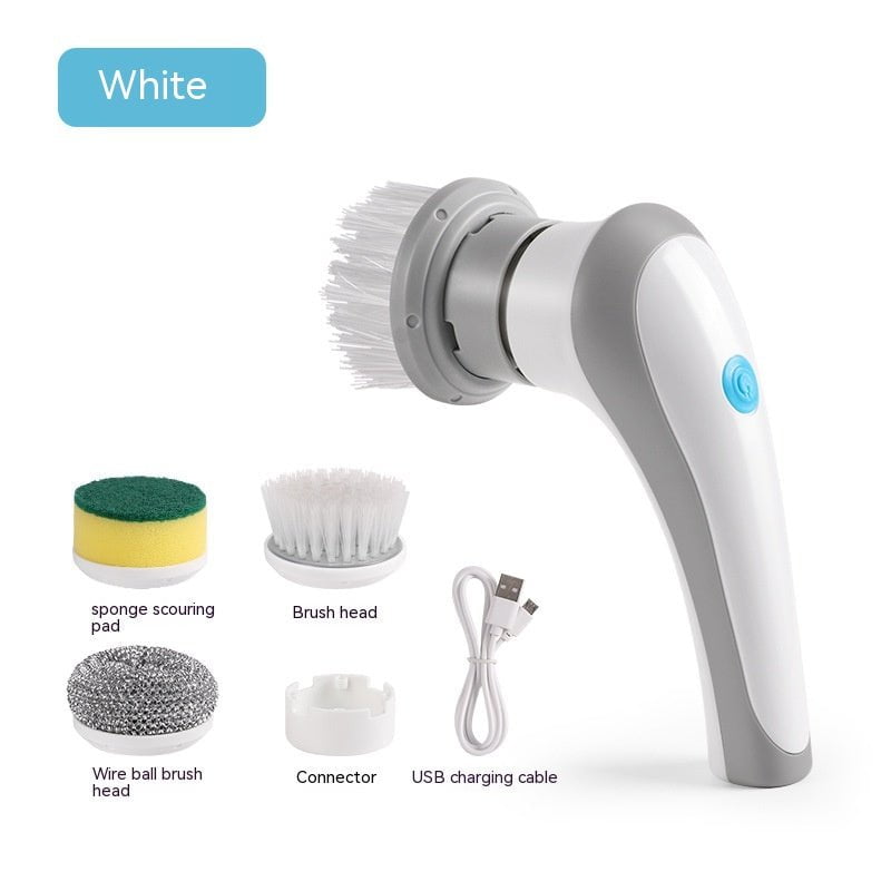 Les Visionnaires Kitchen White Electric Cleaning Brush 4 In 1 Spinning Scrubber Handheld Electric Cordless Cleaning Brush Portable