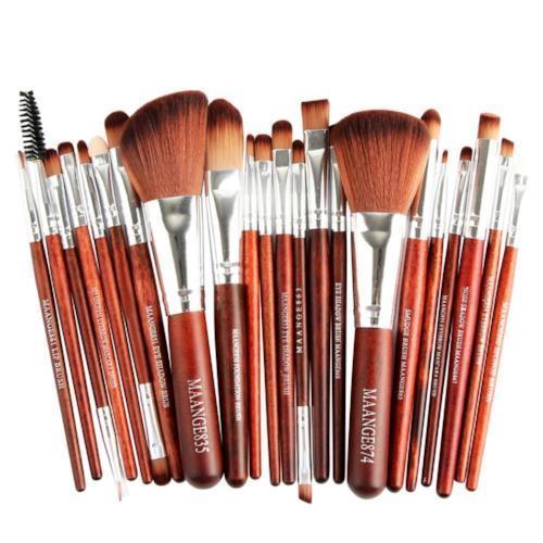 Les Visionnaires Makeup Brown silver 22 Piece Cosmetic Makeup Brush Set