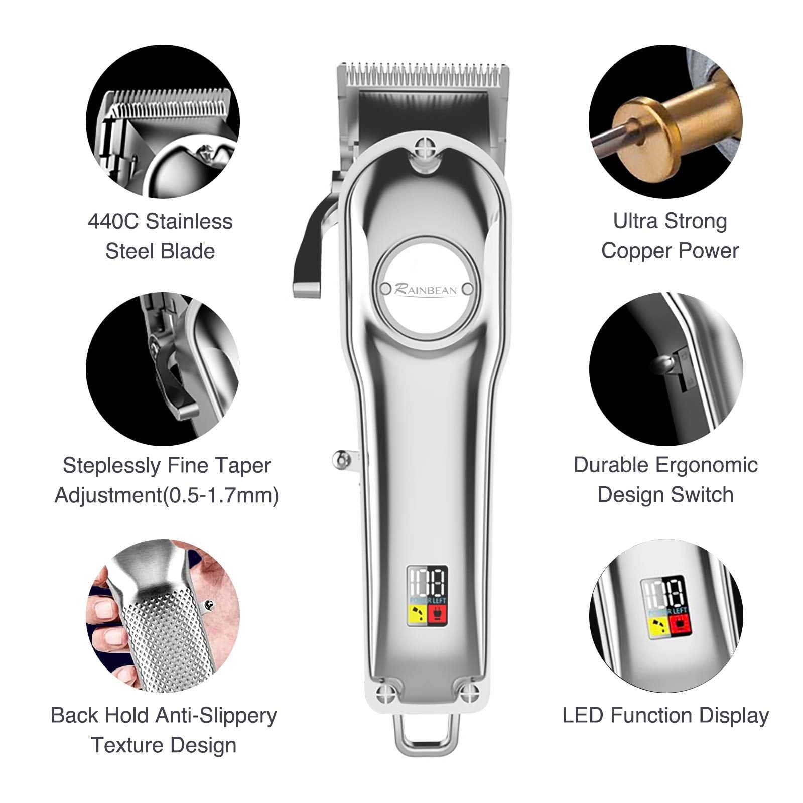 Les Visionnaires Makeup default Men Hair Trimmer 3 in 1 IPX7 Waterproof Beard Trimmer Grooming Kit Cordless Hair Clipper for Women & Children LED Display USB Rechargeable Amazon Banned