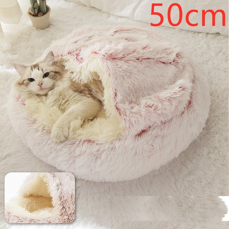 Les Visionnaires Pet Accessories 2 In 1 Dog And Cat Bed Pet Winter Bed Round Plush Warm Bed House Soft Long Plush Pets Bed